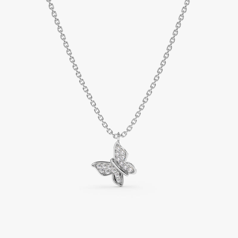 White Gold Diamond Butterfly Necklace