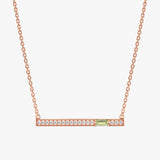 Rose Gold Peridot Diamond Bar Necklace