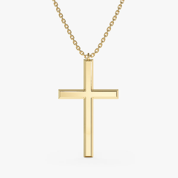 Yellow Gold Large Cross Necklace