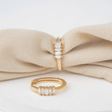 Five Baguette Diamonds Gold Hoop earrings in solid gold