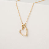 Double Heart lined Diamond pendant Necklace in solid gold