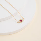 July Birthstone ruby and Diamond paved Evil Eye Necklace