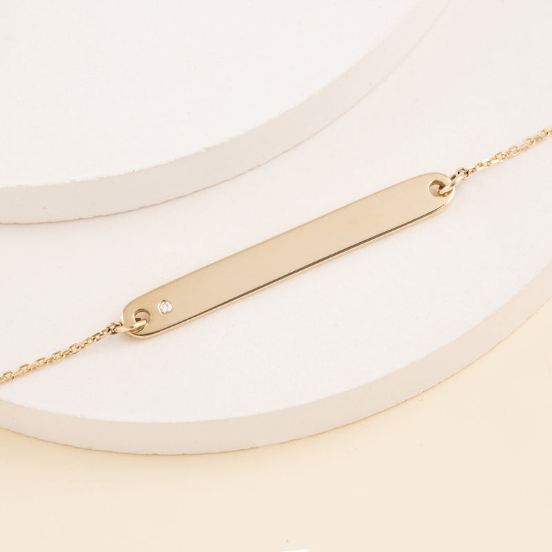 Single Diamond Gold Name Bracelet