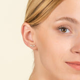 multiple Diamond and Gold Ear Climber stud Earrings for her