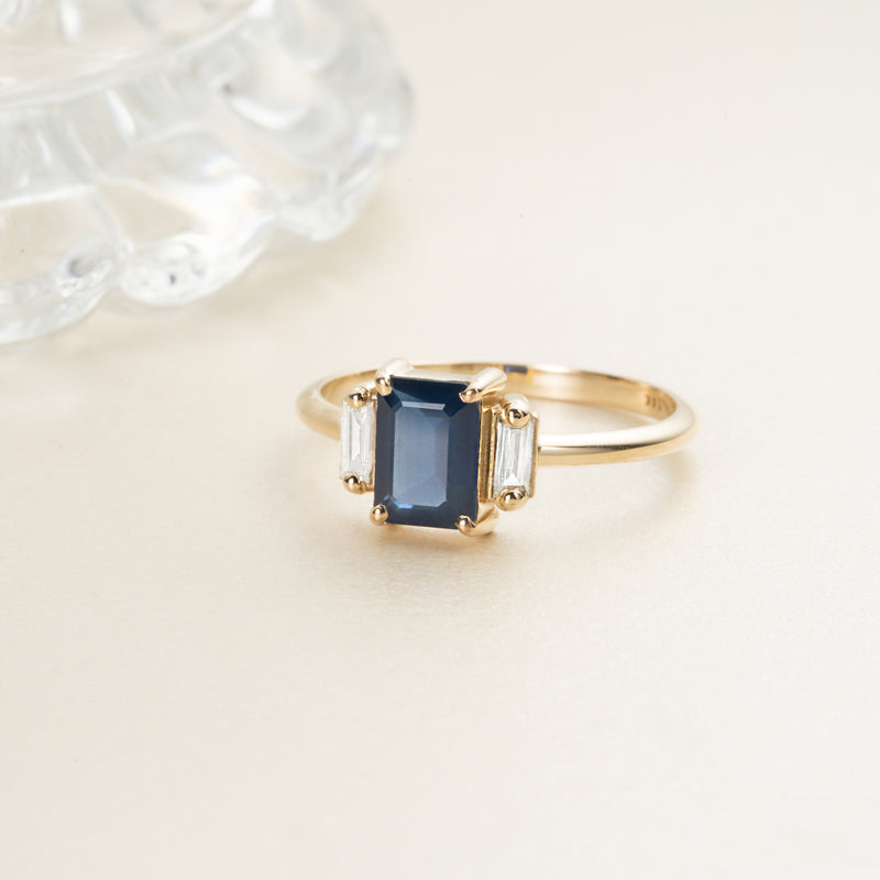 Handmade Solid Gold Sapphire Diamond Ring