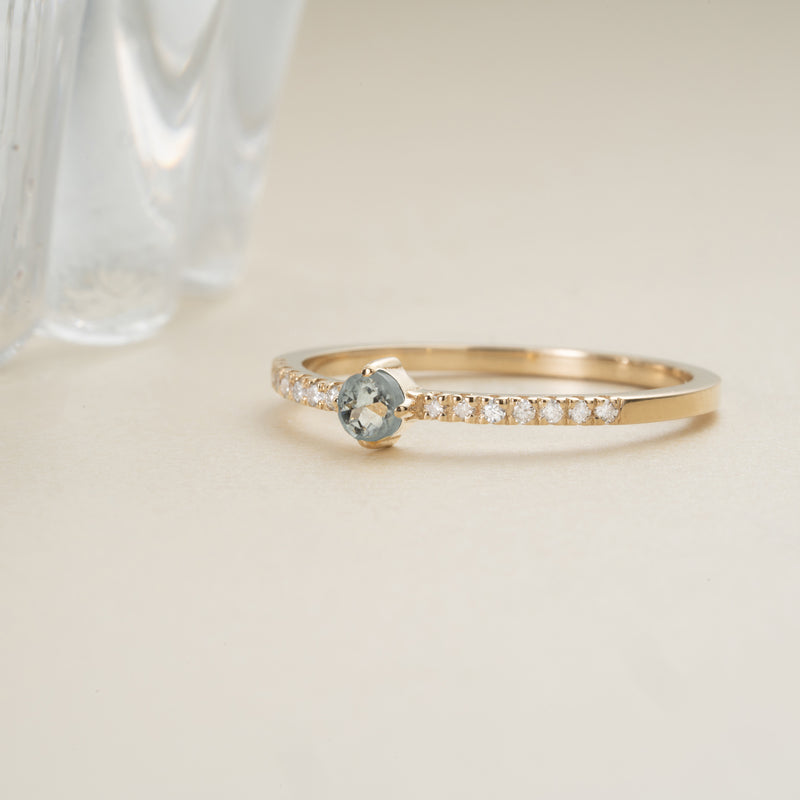 Solid Gold Aquamarine Ring