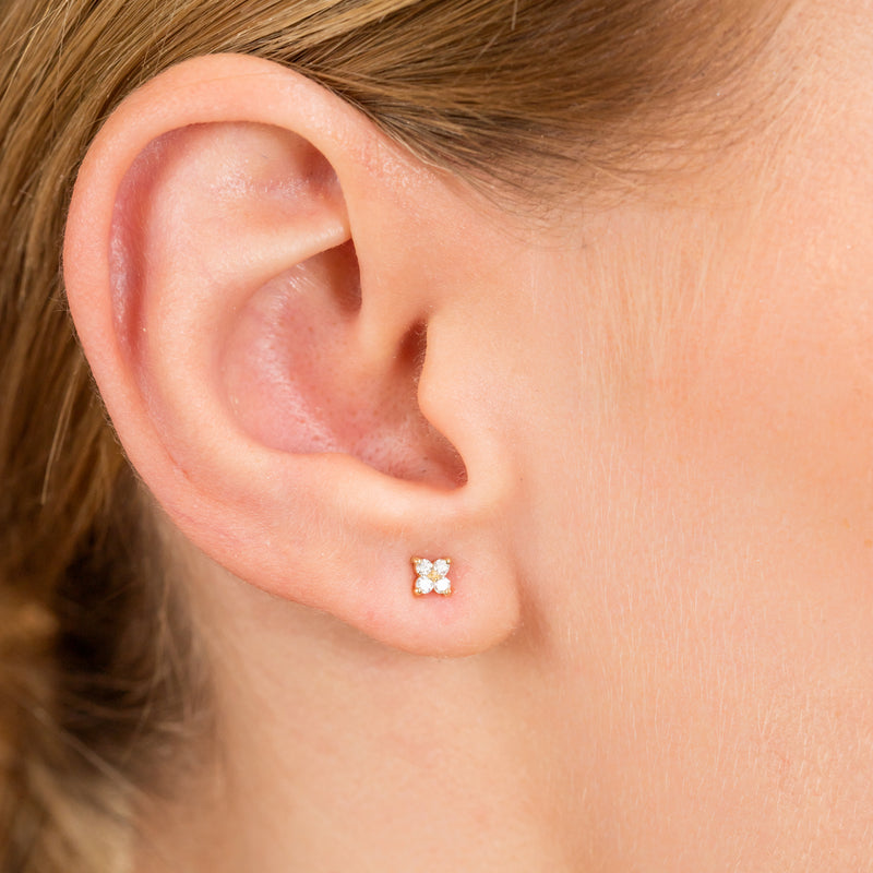 Minimalistic Style Handmade Diamond Gold Studs for her