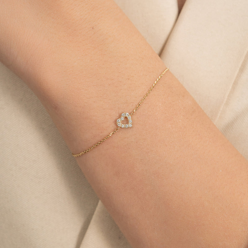 Natural Diamond Gold Heart Bracelet