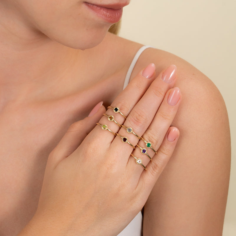 Stackable Gold and Gemstone Rings