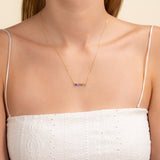 Colorful Sapphire Rainbow bar pendant Necklace for her