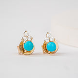 Natural Turquoise Gold and Diamond Earrings