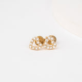 Petite Heart Studs with lined diamonds