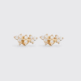 dainty Gold and Diamond Vine Stud Earrings