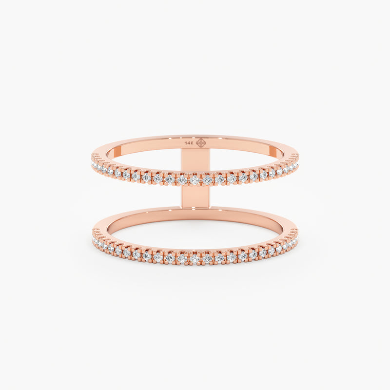 Rose Gold Double Diamond Band Ring