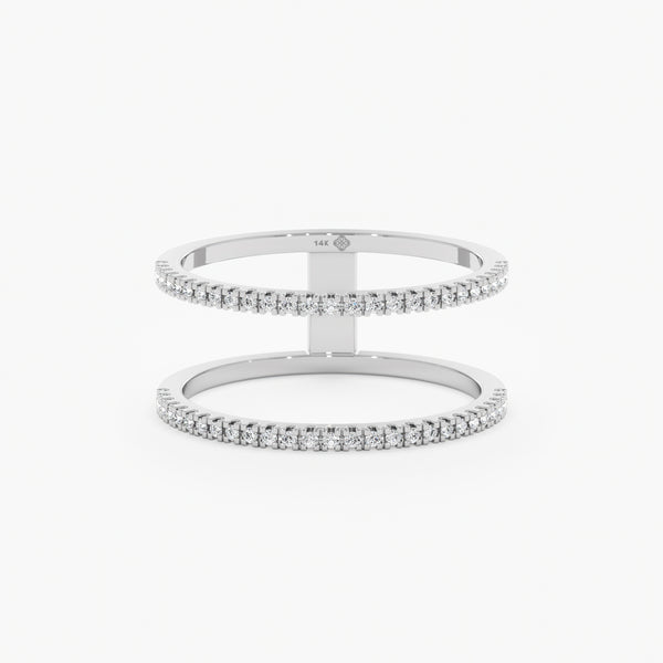 White Gold Double Diamond Band Ring