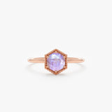 Rose Gold Hexagon Shape Moonstone Ring