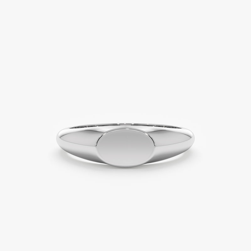 White Gold Oval Engravable Signet Ring
