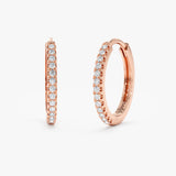 Natural Dainty Diamond Rose Gold Huggies