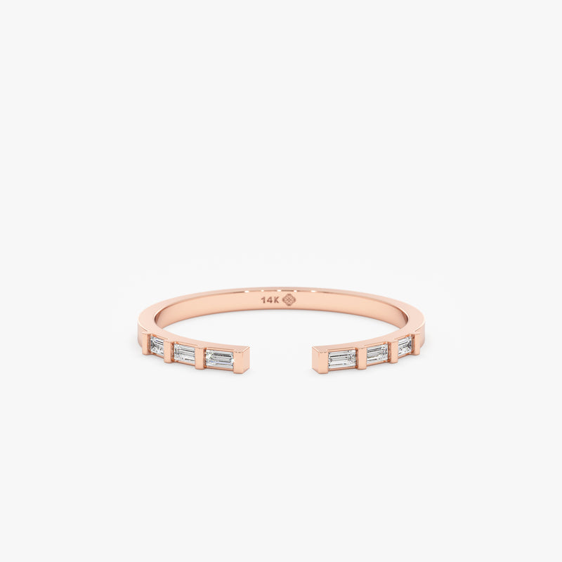 Rose Gold Baguette Diamond Claw Ring