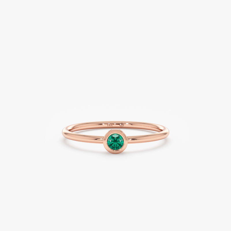 Rose Gold Emerald Bezel Ring