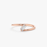 Rose Gold Tilted Baguette Diamond Ring