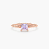 Rose Gold Prong Set Moonstone Ring