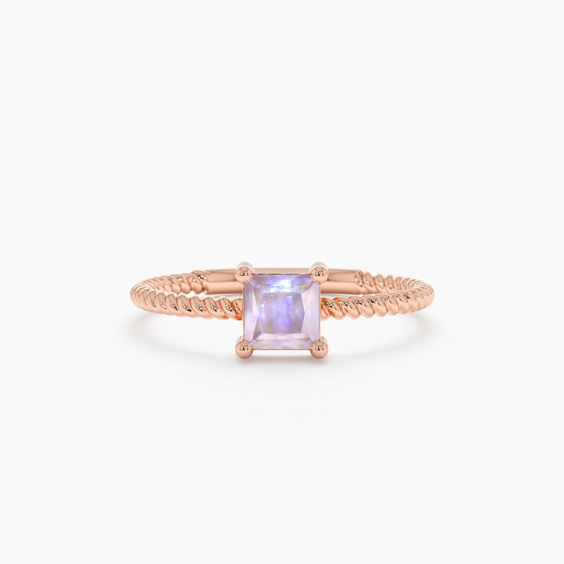 Rose Gold Prong Set Moonstone Ring