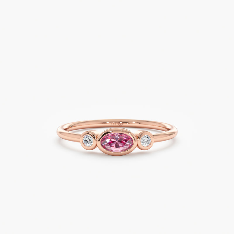 Rose Gold Pink Sapphire and Diamond Ring