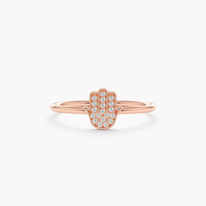 Rose Gold Diamond Hamsa Ring