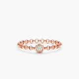 Rose Gold Bezel Opal Chain Ring