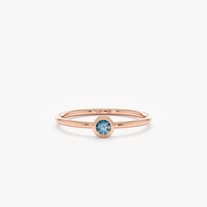 Rose Gold Blue Diamond Bezel Ring