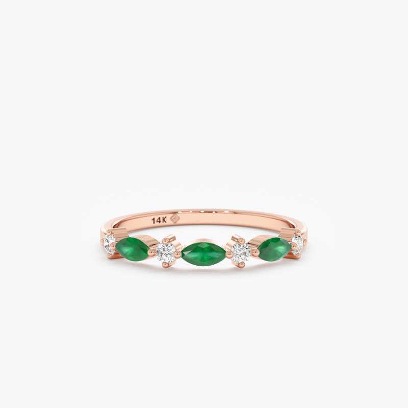 Rose Gold May Birthstone Emerald Ring