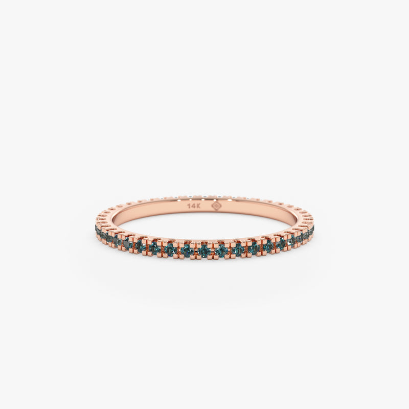 Rose Gold Blue Diamond Ring