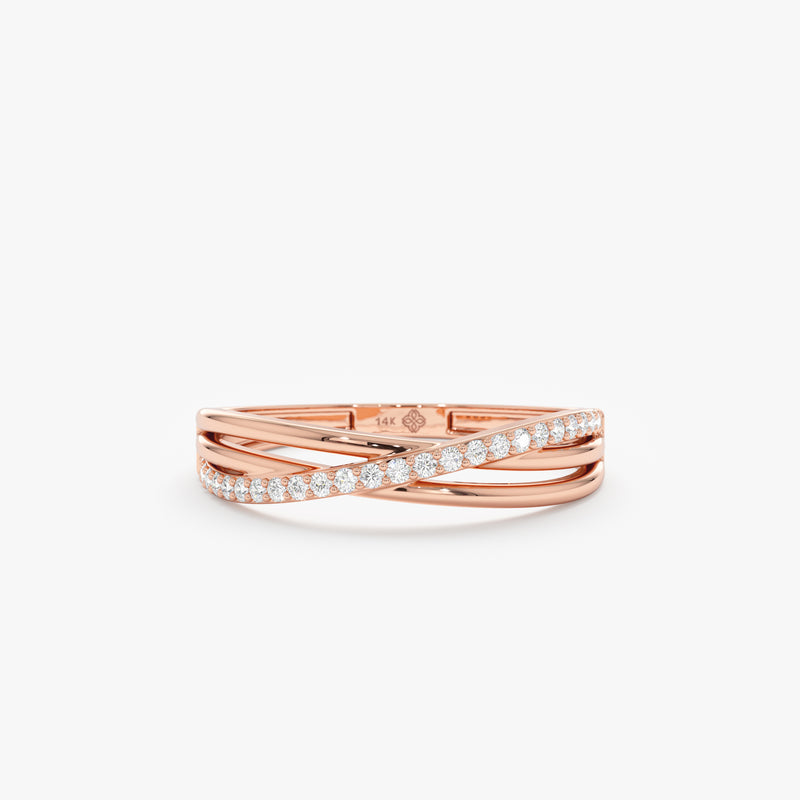 Rose Gold Diamond Crossover Ring