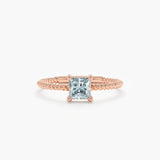 Rose Gold Prong Set Aquamarine Ring