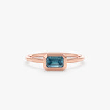 Rose Gold Octagon Blue Topaz Ring