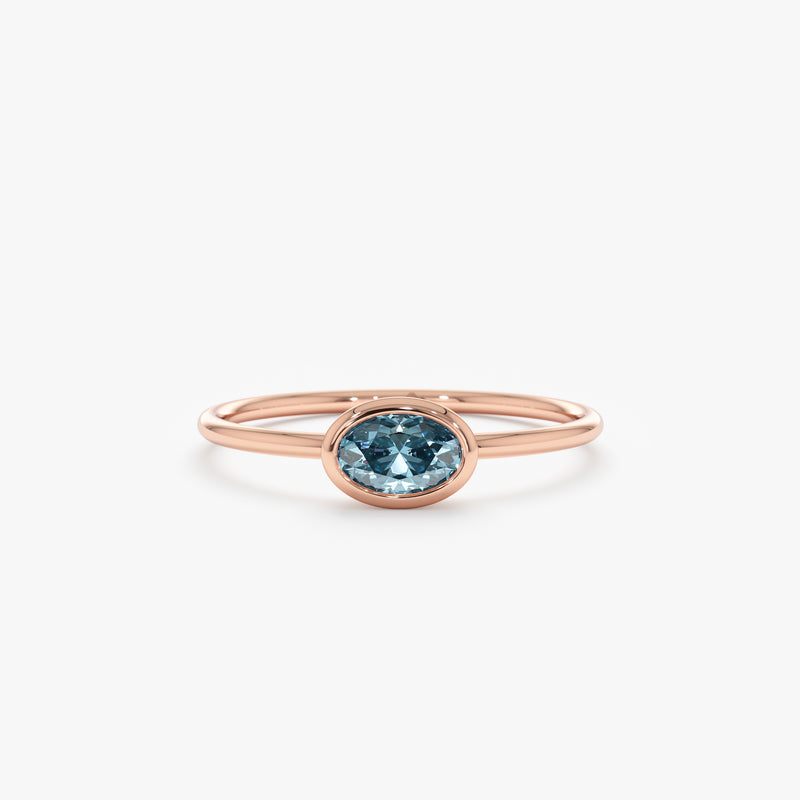 Rose Gold Blue Topaz Stackable Ring