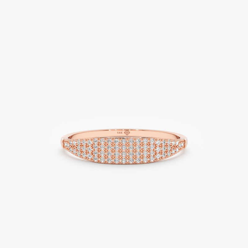 Rose Gold Pave Diamond Signet Ring