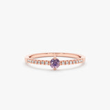 Rose Gold Amethyst Diamond Ring