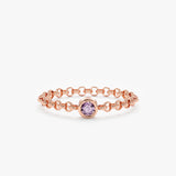 Rose Gold Amethyst Chain Ring