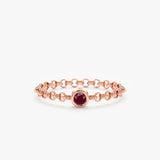 Rose Gold Natural Ruby Chain Ring