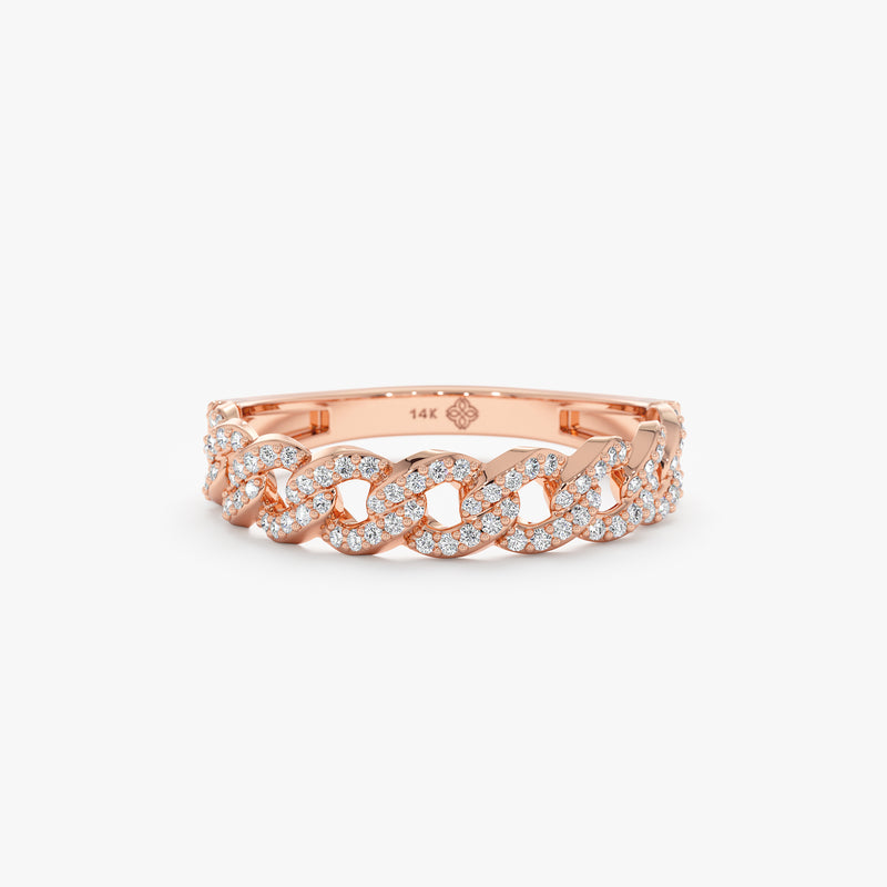 Rose Gold Diamond Half Cuban Link Band