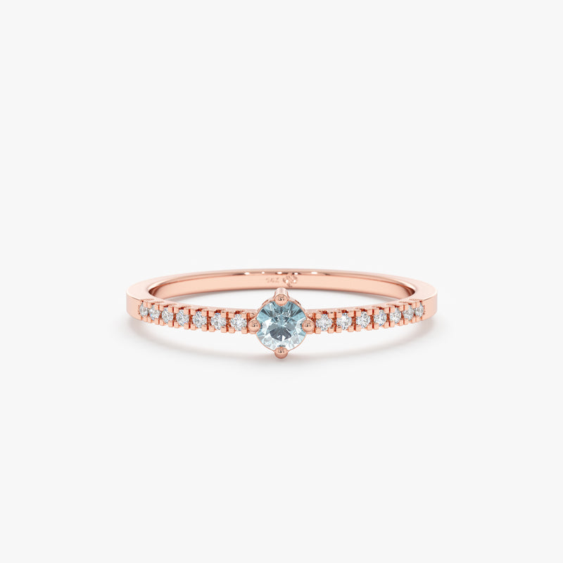 Handmade Rose Gold Aquamarine Ring