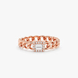 Rose Gold Diamond Cuban Chain Ring