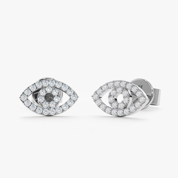 handcrafted pair of solid white gold with lined diamonds