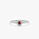 White Gold Garnet January Ring