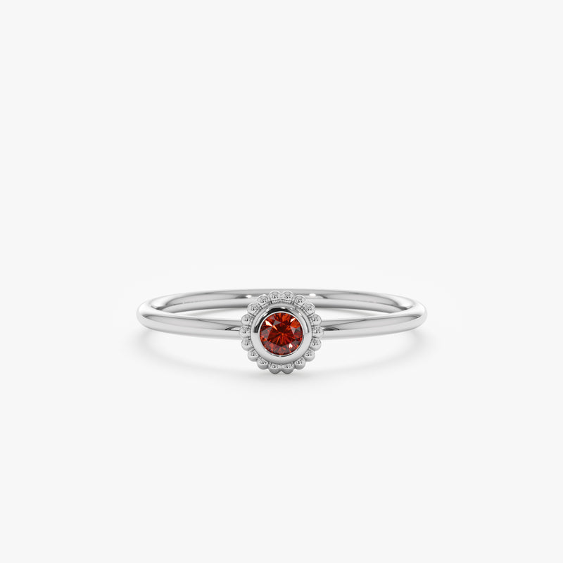 White Gold Garnet January Ring