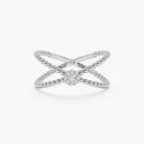 Dainty Diamond White Gold X Ring