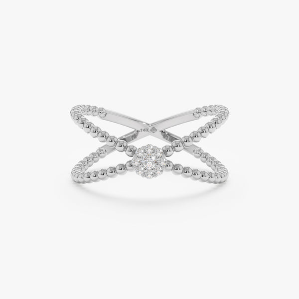 Dainty Diamond White Gold X Ring