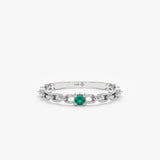 White Gold Single Emerald Ring